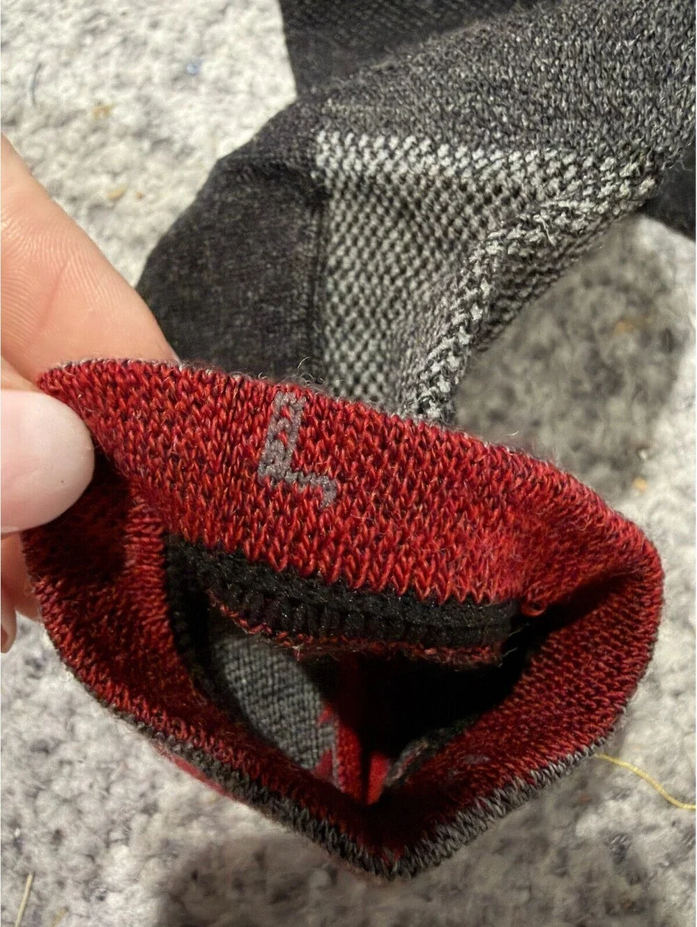 Darn Tough Large Merino Wool Ankle Running Socks Black Red Gray NWOT
